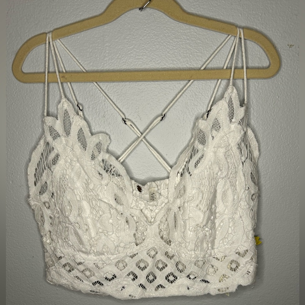 Lace Bralette Cami Crop Top - White